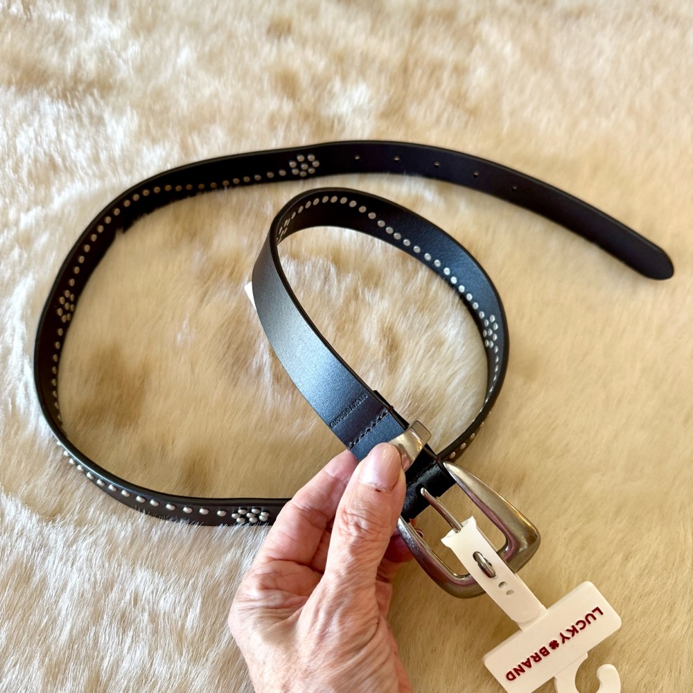 NWT Lucky Brand dark brown studded belt L - Picture 2 of 8